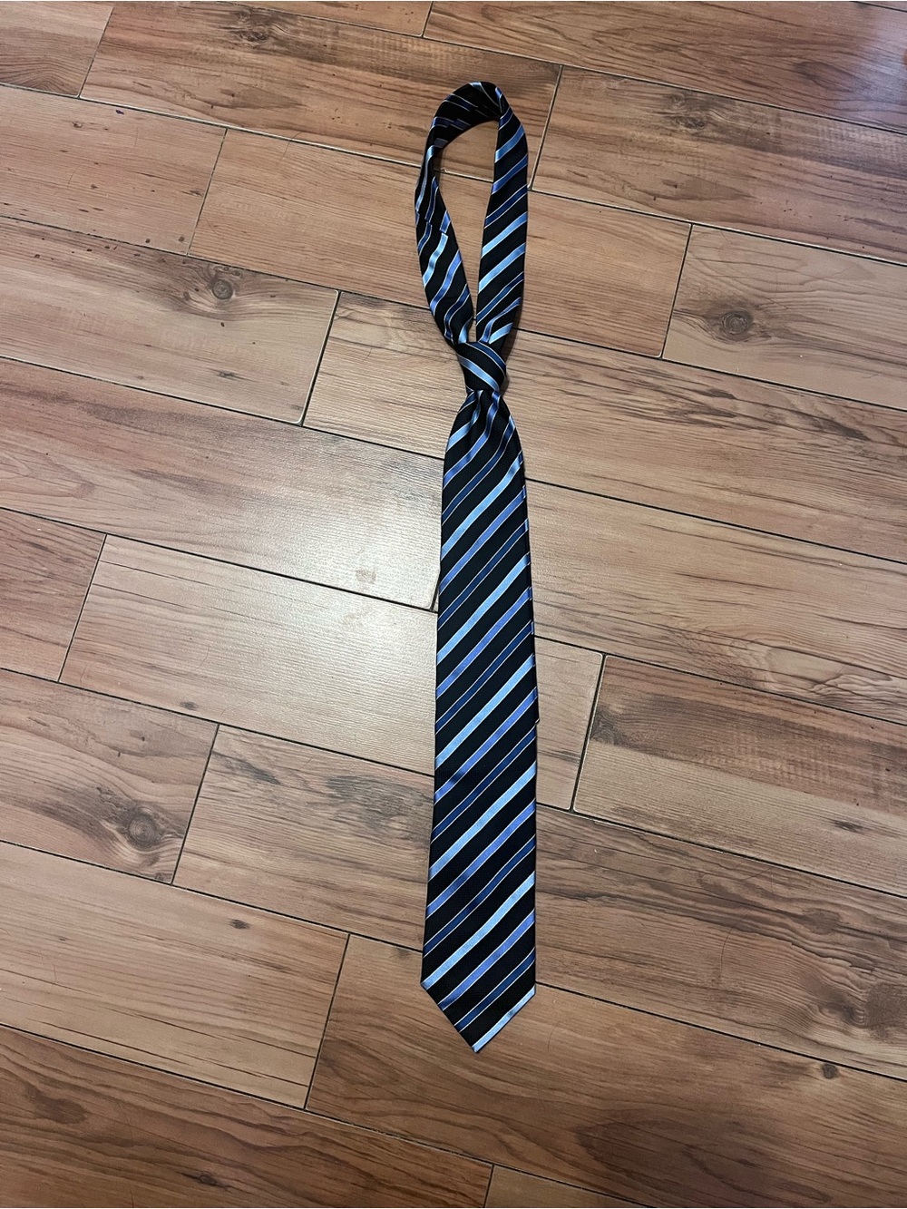 Classic Black and Blue Striped Men’s Tie